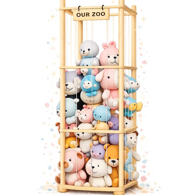 Houten knuffelopberger toren