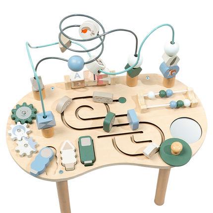 Houten montessori activiteitentafel met motoriekspel