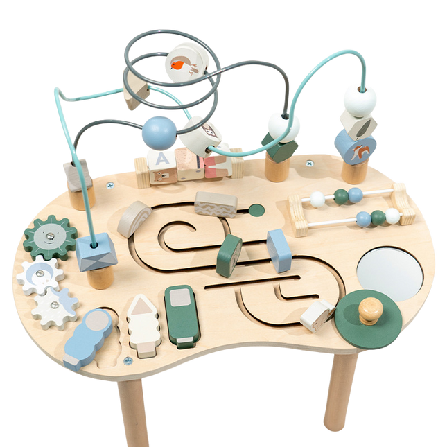 Houten montessori activiteitentafel met motoriekspel