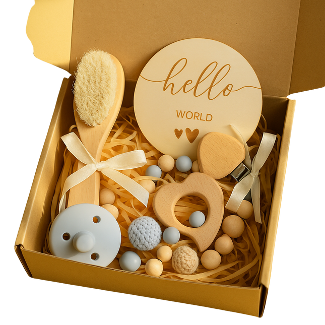 Kraamcadeau newborn – Hello World geschenkset